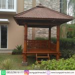 Gazebo jati 2×2 m bagus untuk taman kecil